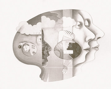 Photo by Wiki Sinaloa Surreal profile of faces and abstract elements.